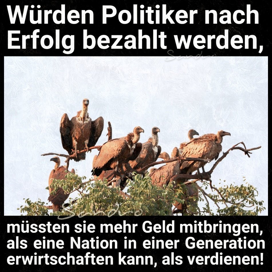 Würden Politiker nach Erfolg bezahlt werden, müssten sie mehr Geld bringen, als eine Nation in einer Generation erwirtschaften kann!