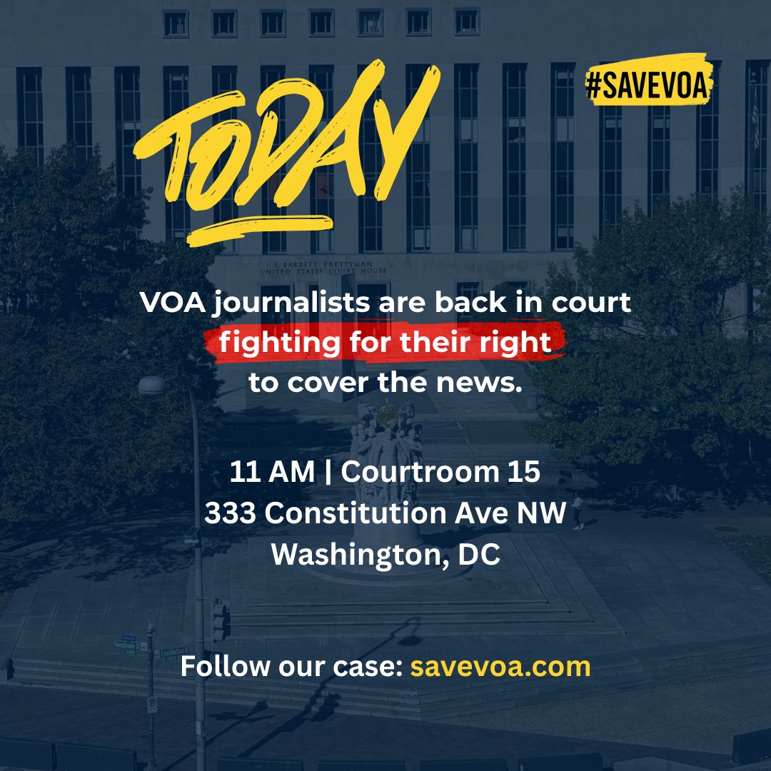 Today we’re back in court for a hearing in the VOA-related cases: Widakuswara v. Lake and Abramowitz v. Lake. This follows a development on Friday, when plaintiffs urged the court to hold the defendants in contempt. For more: savevoa.com