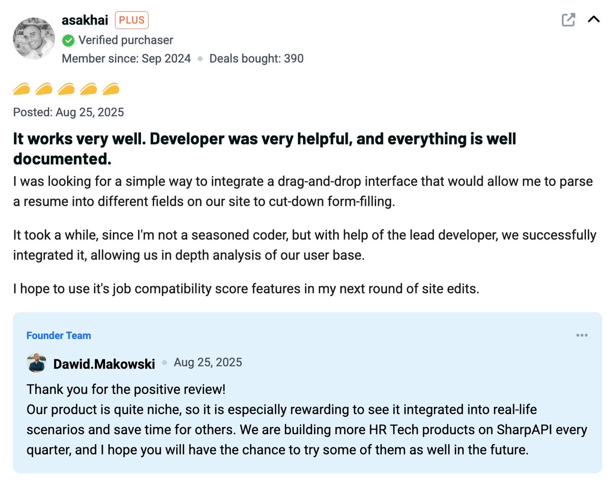 SharpAPI's tweet image. Always great to receive such a positive review SharpAPI!