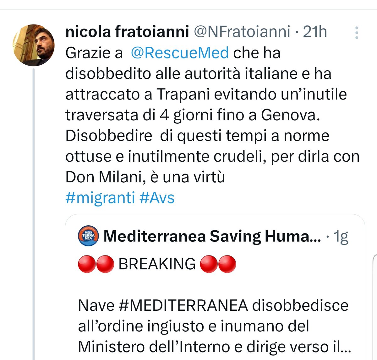 Simona 🇮🇹❤💜💙 (@simona45104788) on Twitter photo Un bravo avvocato, ci metterebbe 5 minuti per far condannare <a href="/NFratoianni/">nicola fratoianni</a> (che è un Deputato della Repubblica Italiana) per istigazione a delinquere. In Parlamento i numeri per autorizzare il processo ci sono, non capisco cosa aspettino quelli di <a href="/FratellidItalia/">Fratelli d'Italia 🇮🇹</a> a denunciarlo Un bravo avvocato, ci metterebbe 5 minuti per far condannare <a href="/NFratoianni/">nicola fratoianni</a> (che è un Deputato della Repubblica Italiana) per istigazione a delinquere. In Parlamento i numeri per autorizzare il processo ci sono, non capisco cosa aspettino quelli di <a href="/FratellidItalia/">Fratelli d'Italia 🇮🇹</a> a denunciarlo
