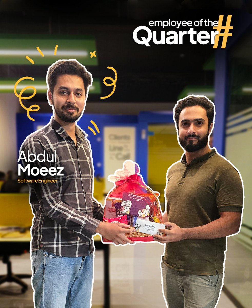 code_suite's tweet image. A big congratulations to our Employee of the Quarter!
At CodeSuite, we believe in recognizing the people who make a real impact every day.
#CodeSuite #EmployeeOfTheQuarter #TeamCelebration #WorkCulture #ExcellenceAtWork #TeamCodeSuite #Recognition #GrowthTogether