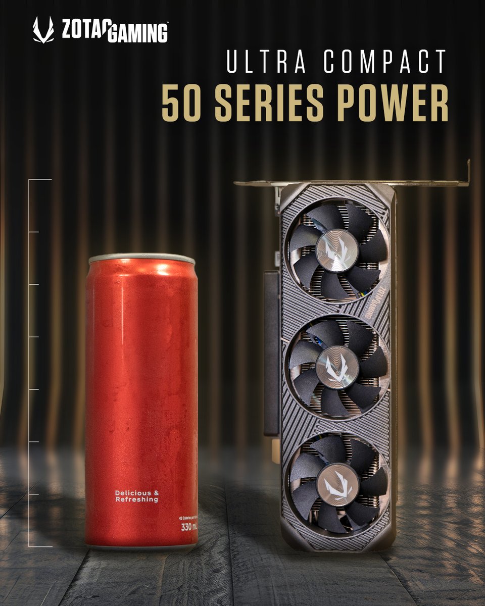 🤓Aujourd'hui, petite devinette :
Je ne suis pas plus grande qu'une canette de soda mais j'affiche les perfs d'une RTX 5060 ???
Qui suis-je... ? 🤔

#ZOTACGAMING #ZOTAC #BLACKWELL #GEFORCE #RTX5060 #LowProfile #RTXOn #SFF