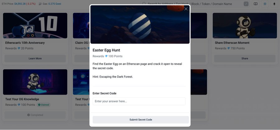 lets_fgo's tweet image. New quest live from @etherscan answer the question and get 100 points and the answer for the quiz is " ES10yo " don't miss out on on this as very few are eligible to get in.
#etherscan #easteregg Easter egg