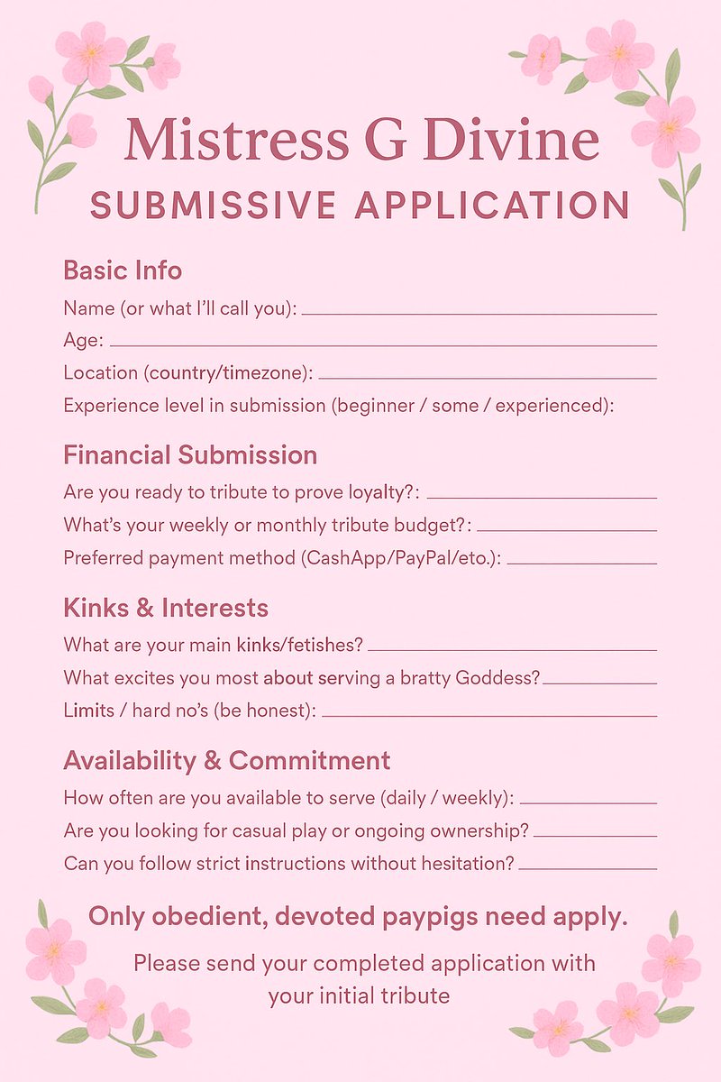 MistressGDivine's tweet photo. 💖 Applications are OPEN 💖
Do you dream of belonging to me? Now’s your chance 🥰#Findom #PayPig #WalletDrain #HumanATM #FinancialDomination https://t.co/pVtLdD1trc