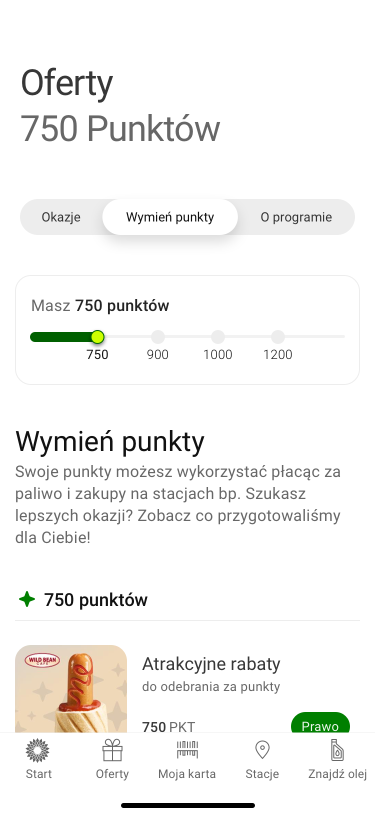 Czy aplikacja BPme to coś więcej niż wygoda? Dziś prezentujemy kolejne argumenty, które pokazują, że naprawdę warto.
Punkty, które działają na Twoją korzyść. Zebrane punkty w aplikacji BPme mogą zostać wymienione na realne rabaty.

Zakładka „Wymień punkty” umożliwia szybkie