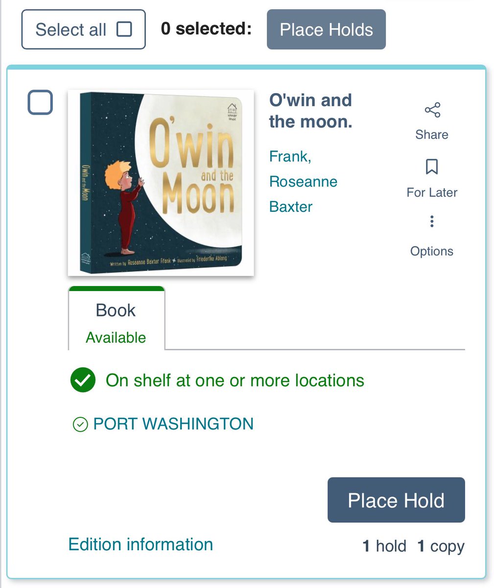 Of all the libraries in all the towns in all the world…

there is one that has O’win (and there’s a hold!) and soon to be two <a href="/bryantlibrary/">Bryant Library</a> 

Requesting books at your library is a great way to support authors. Thank you. 
#kidlit shm.to/owinsmoon
