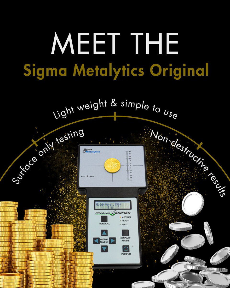 trustimetrix's tweet image. Meet the PMV Original, the perfect starting point for collectors and hobbyists. 

Designed for under-surface-only testing, it delivers fast, accurate results without damaging your coins or bars. It’s simple to use and built to last.

#TrustiMetrix #PMVOriginal #SigmaMetalytics