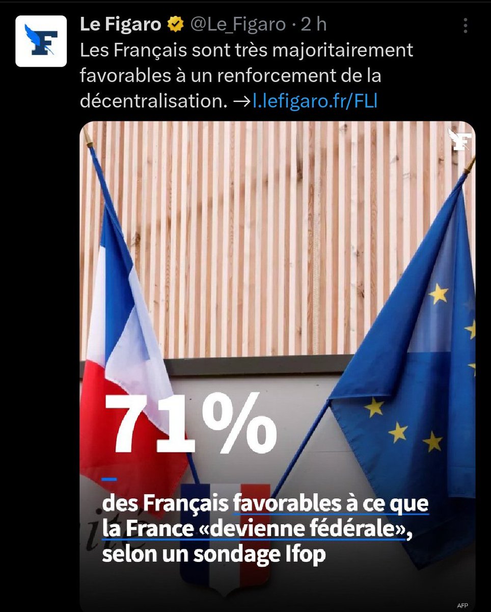 🚨 Ce lundi vient de sortir une enquête intitulée :

« Décentralisation, identité territoriale, revendications...»

Cette enquête rappelle la haine légitime du peuple envers le parisianisme.

Toutefois, cette enquête soulève plusieurs questions.

Fil à développer 🔽🔽