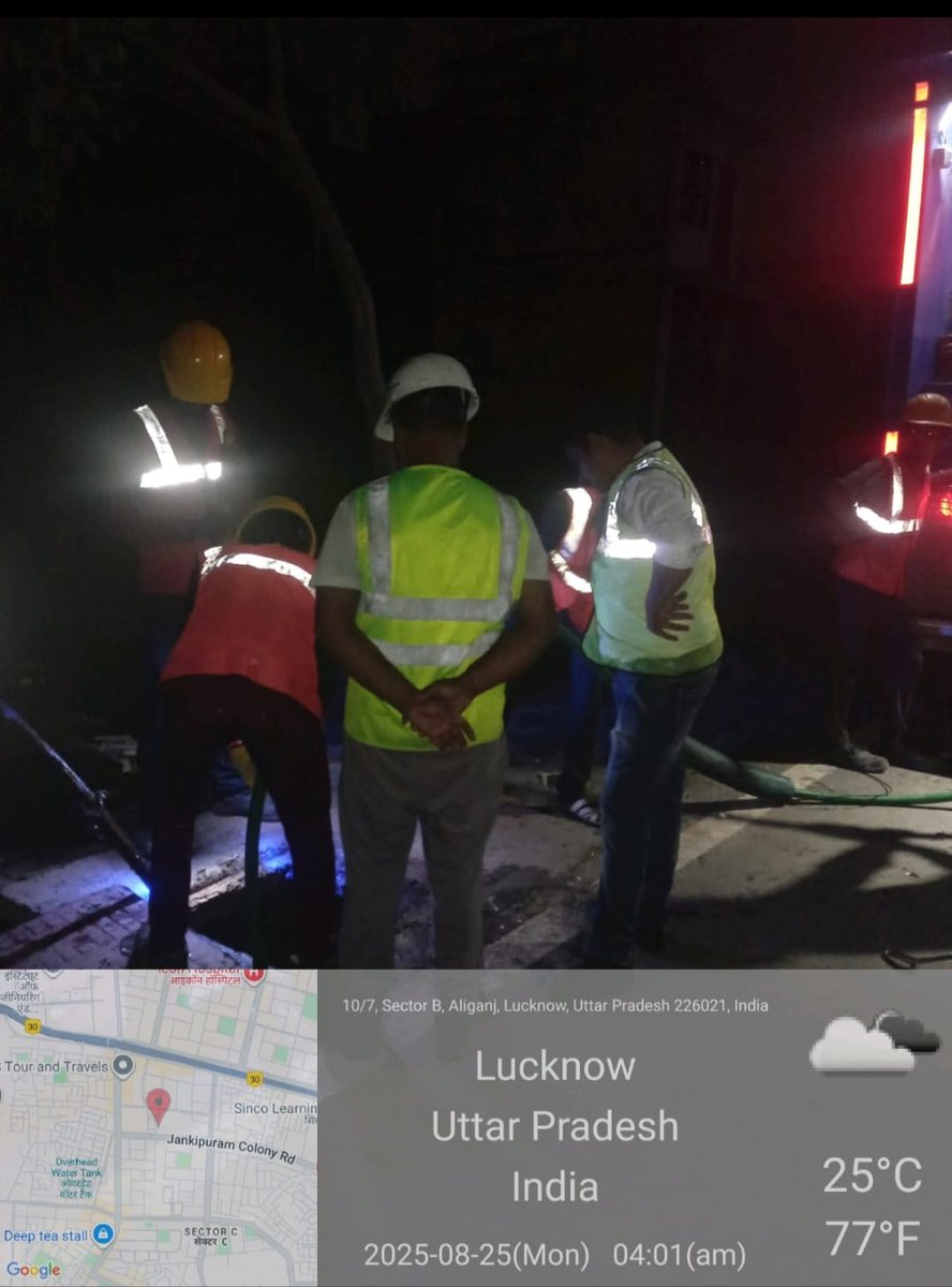 NazishAli_'s tweet photo. While the city sleeps, @suez works! At 4 AM, the team is cleaning sewers to keep residents free from any inconvenience. 👍
#onecityoneoperator #sewercleaning 
@AdminLKO @Sushma_Kharkwal @LMC_Lucknow @jalkal_lko @amritabhijat @NagarVikas_UP @aksharmaBharat https://t.co/FnVHY6555O