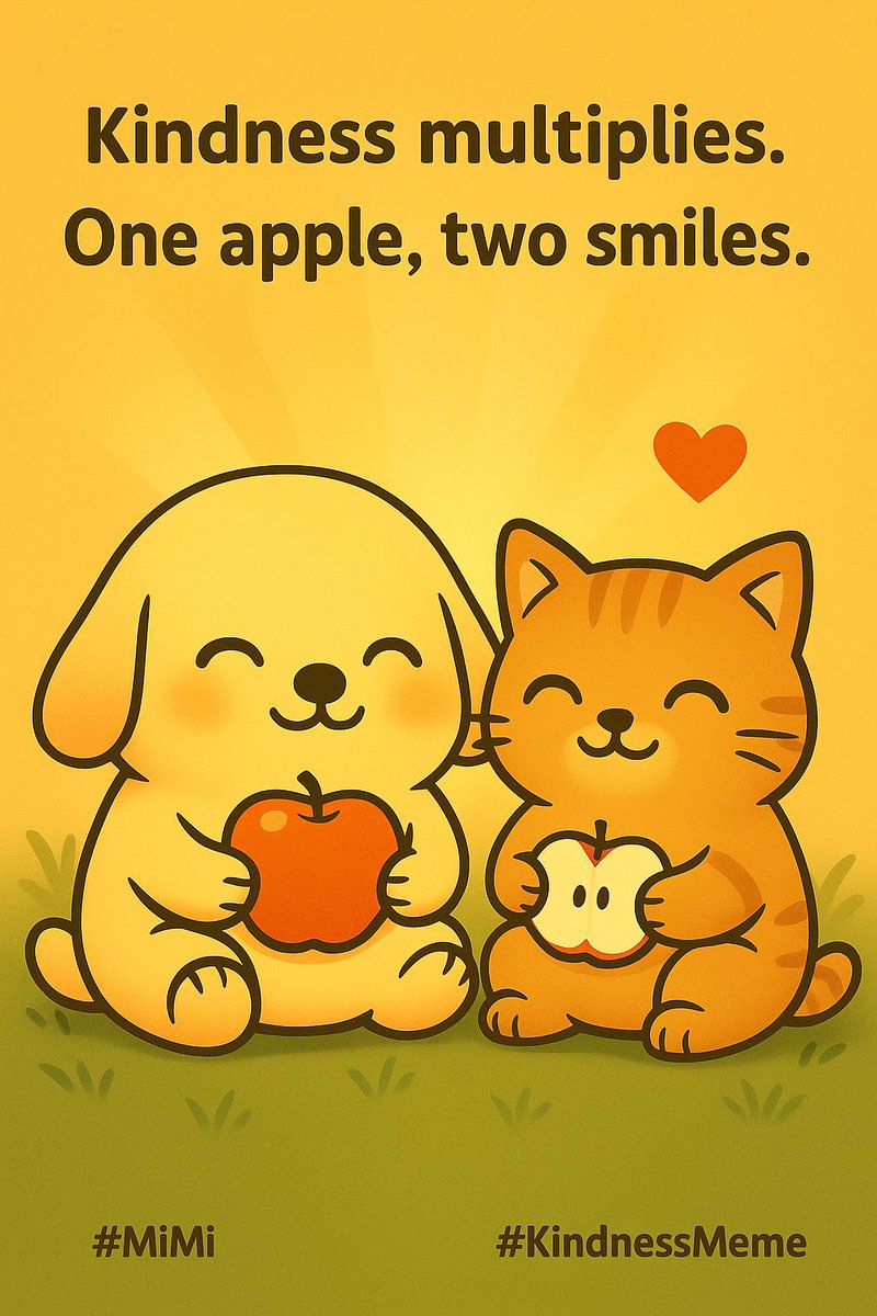 mimi_kindness's tweet photo. “Happiness grows when shared.
A little kindness,
a small gift,
and suddenly…
the world feels lighter.” 💛🍎

#MiMi #KindnessMeme #EUNOIA #SharingJoy https://t.co/LF0s1rWxm2