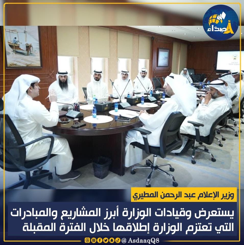 #وزير_الإعلام #عبدالرحمن_المطيري يستعرض وقيادات الوزارة أبرز المشاريع والمبادرات التي تعتزم الوزارة إطلاقها خلال الفترة المقبلة

• الاجتماع يأتي في إطار توجه #وزارة_الإعلام  لتوظيف الإعلام في خدمة التنمية الشاملة والترويج للمكانة السياحية والثقافية لدولة #الكويت