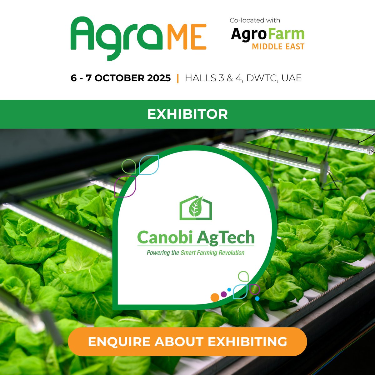 Exhibitor Alert: Canobi Agtech at AgraME 2025!

Canobi Agtech is revolutionizing agriculture with their cutting-edge indoor growing system.

Only 15% of exhibition space left – secure your spot now! shorturl.at/r9Kar

#AgraME