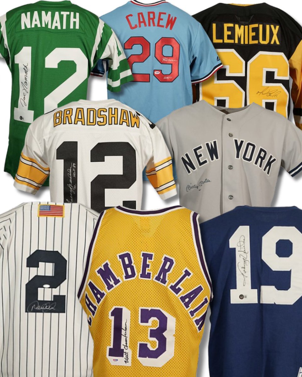 collect_rea's tweet image. If you’re looking to add some really nice signed #jerseys to your collection, the REA Marketplace just added more than two dozen! From Derek Jeter and Johnny Unitas to Wilt, West and and the Ryan Express, #signedjerseys from some of #sports most revered legends are just a click