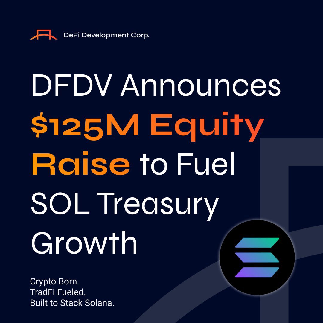 DeFi Development Corp가 SOL treasury 성장을 위해 1억 2,500만 달러 주식 조달을 발표