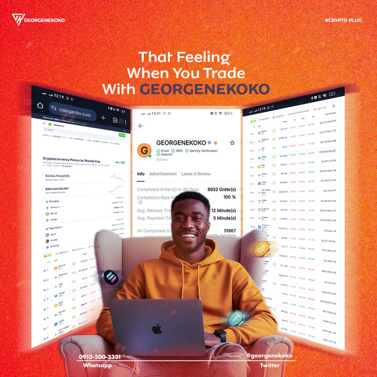 Don’t just trade, experience peace of mind.😊

With GEORGENEKOKO, you always win.

✅ Chat now: 0913-500-3334

#CryptoPlug #SmoothTrade