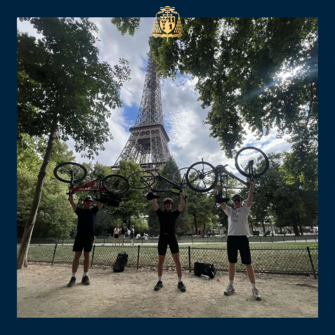 Sixth Form pupils Jamie, Bill and Josh, recently cycled over 300 miles from Westminster Cathedral in London to Notre-Dame de Paris Cathedral in support of the Cardinal Hume Centre.

They have raised over £3,000 | zurl.co/MLB3N. Well done on this fantastic achievement!