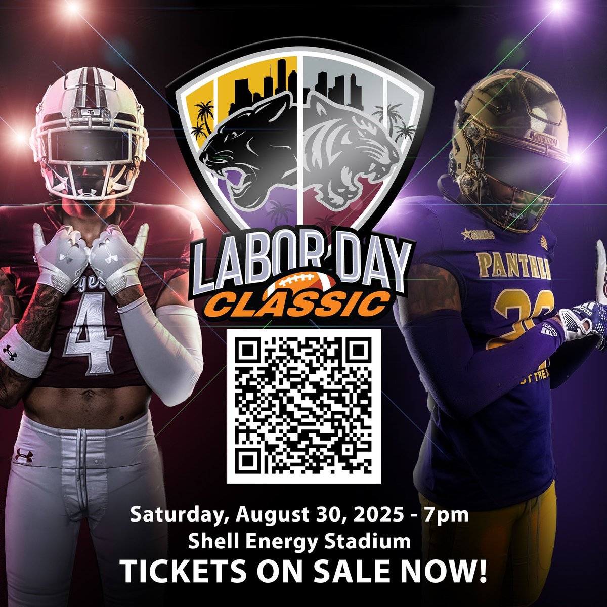 pvamufball: 🏈 The wait is almost over! Six days until the 40th Labor Day Classic!
🏈 PVAMU vs Texas Southern
📍 Shell Energy Stadium, Houston
🗓 Sat, Aug 30 | ⏰ 7 PM

🎶 Tailgating • Bands • Panther Pride
🎟 bit.ly/41oDl69 

#LaborDayClassic #PVAMU