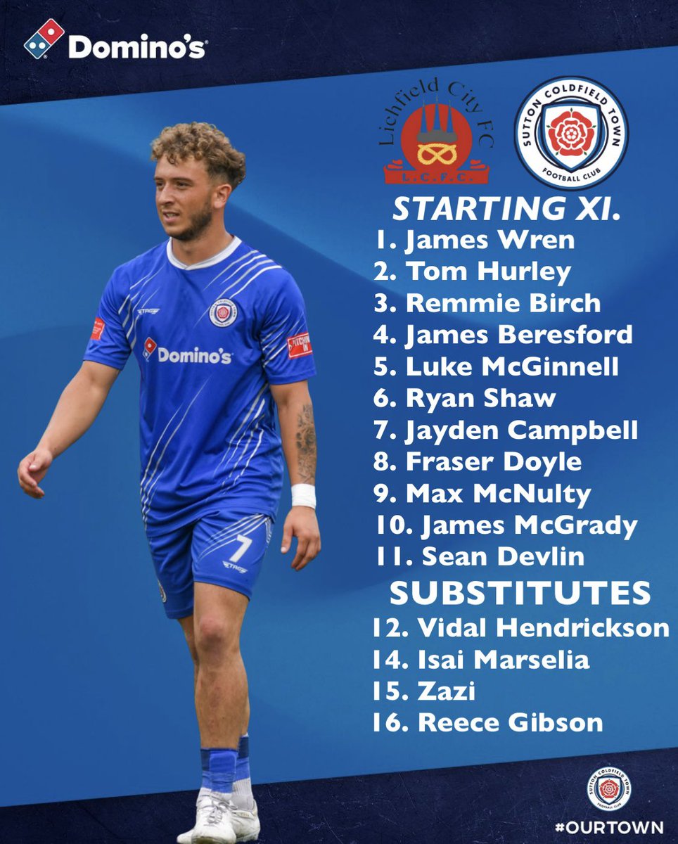 Your Royals XI for <a href="/lichfieldcityfc/">Lichfield City FC</a> Away on bank holiday Monday 

3️⃣ Changes from <a href="/Rugbyboroughfc/">Rugby Borough FC</a> 
🔁 McNulty and Campbell start 
1️⃣ Bezza’s first start back from injury 

#COYR #OurTown