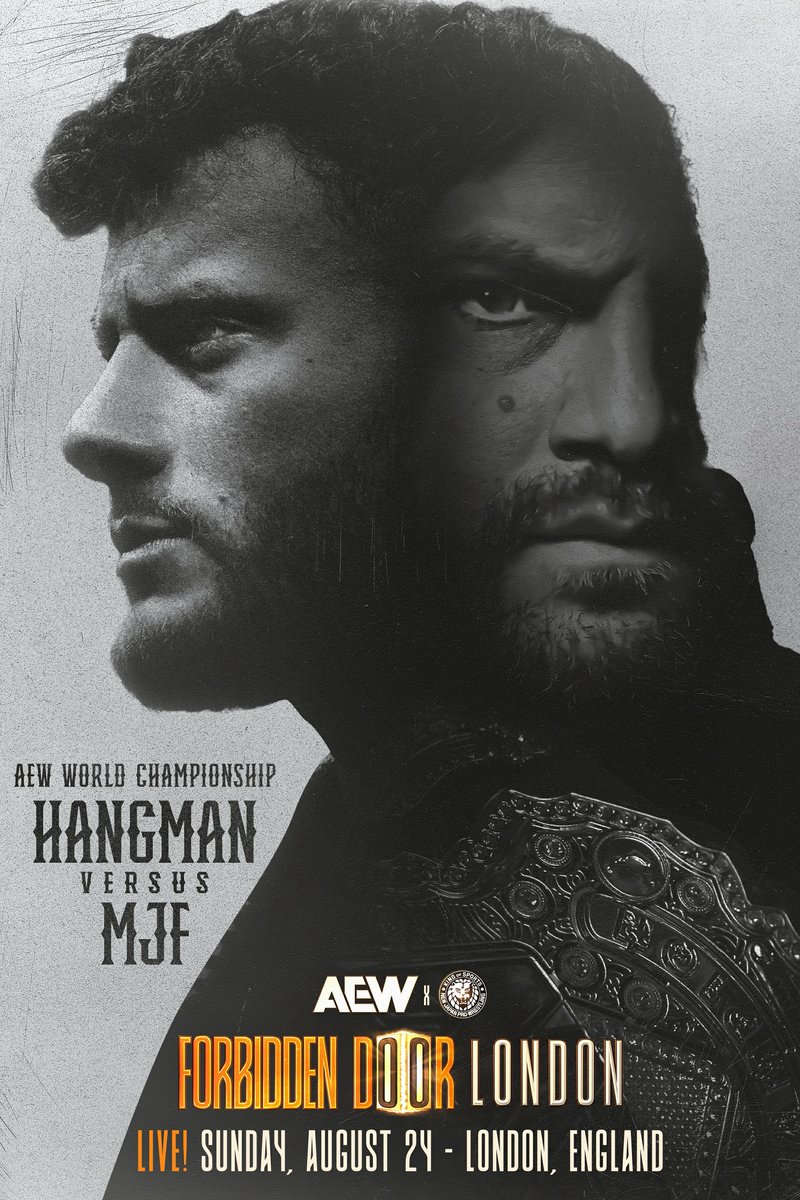 For the next four weeks, AEW will be releasing my Forbidden Door match posters, one every Monday! Kicking things off today at 1PM EST with the Hangman vs. MJF poster.

If you’d like to grab a copy, I’d be incredibly thankful for your support!

shopaew.com/matchup_mondays