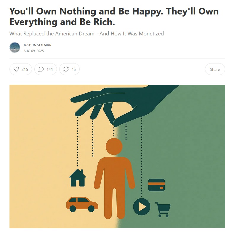 TheResourceFile's tweet image. The subscription model being pushed on us will further destroy wealth-building opportunities for more people, especially Gen Z. Those who push the &quot;you&apos;ll own nothing&quot; model clearly plan on owning everything. They&apos;re not opposed to ownership when they&apos;re the owners.…