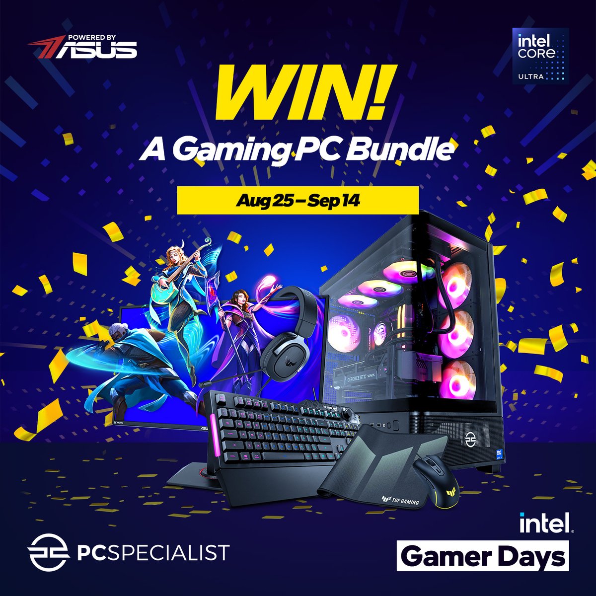 PCSpecialist (@pcspecialist) on Twitter photo Celebrating Intel Gamer Days with <a href="/IntelGaming/">Intel Gaming</a> 🥳 We are giving away a Volt 1000 pre-built gaming bundle, powered by Intel® Core™ Ultra Series 2 processors!
❤️ Leave a like!
🗨️ Comment what you'd play on the PC with #IntelGamerDays
➡️ Enter here: pcspeciali.st/igd25 Celebrating Intel Gamer Days with <a href="/IntelGaming/">Intel Gaming</a> 🥳 We are giving away a Volt 1000 pre-built gaming bundle, powered by Intel® Core™ Ultra Series 2 processors!
❤️ Leave a like!
🗨️ Comment what you'd play on the PC with #IntelGamerDays
➡️ Enter here: pcspeciali.st/igd25