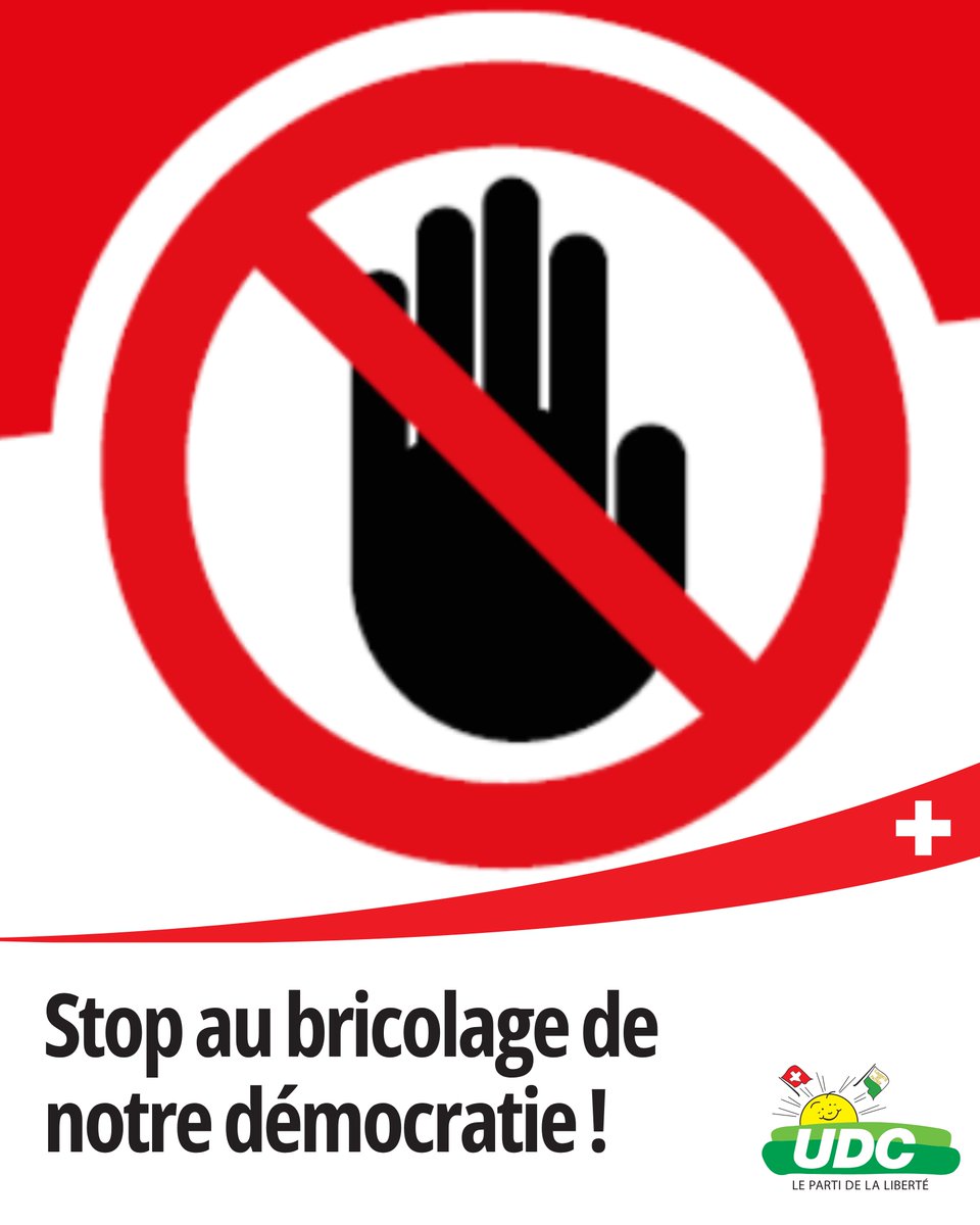 On ne bricole pas avec la démocratie !
Le 28 septembre, 2 projets dangereux menacent nos institutions : droit de vote facilité pour les étrangers &amp; modification du quorum.
Avec le PLR Vaud et la Ligue vaudoise, l’UDC dit 2x NON 🇨🇭
👉 udc-vaud.ch/preserver-la-c…