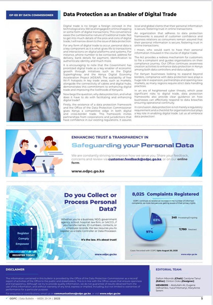 The latest Data Bulletin is now available! Keep up to date with our eBulletin on data protection activities. You can also access other downloadable eBulletins online at: odpc.go.ke/data-bulletin/