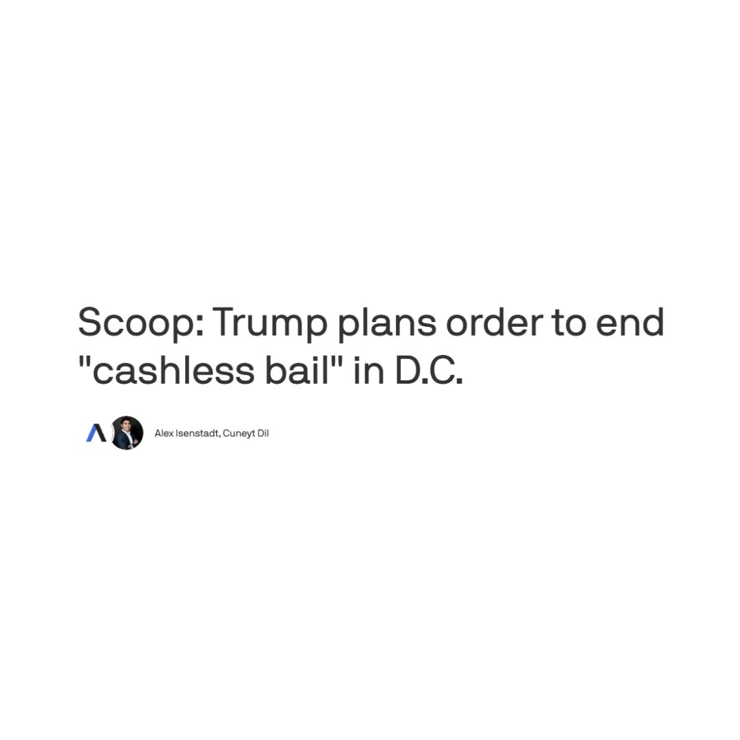 EricLDaugh's tweet photo. 🚨 BREAKING: President Trump is now planning an executive order finally ENDING CASHLESS BAIL for criminals in Washington DC.

I absolutely voted for this.

No more releasing criminals en masse. https://t.co/TxZ8pcArON