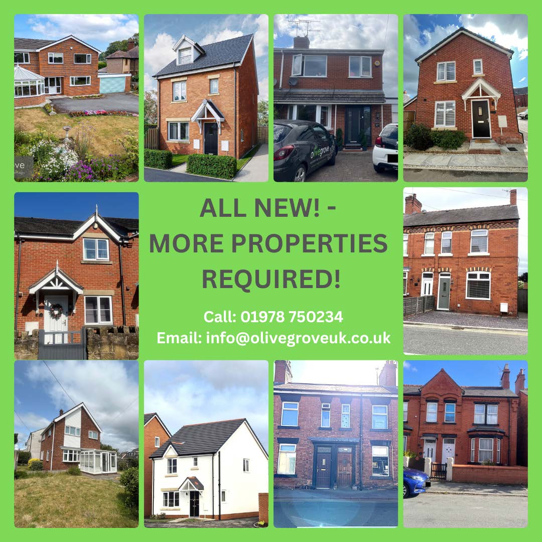 MORE PROPERTIES REQUIRED!
Do you want to SELL or RENT your property? Call us on 01978 750234 to book your free valuation.