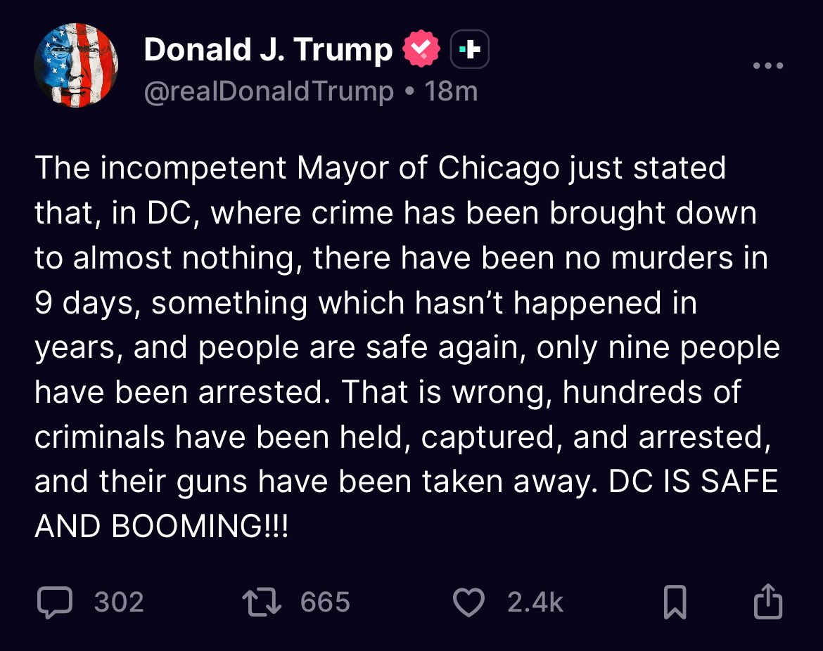I’m guessing this is in response to Mayor Johnson saying Chicagoans will rise up if Trump sends in the National Guard to address crime.