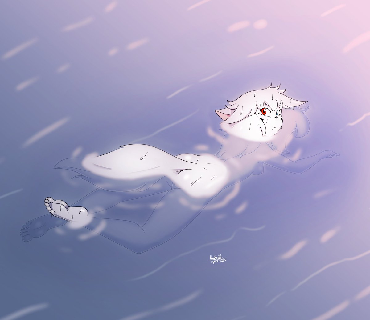 Digital commission for Kiko of Caroline swimming