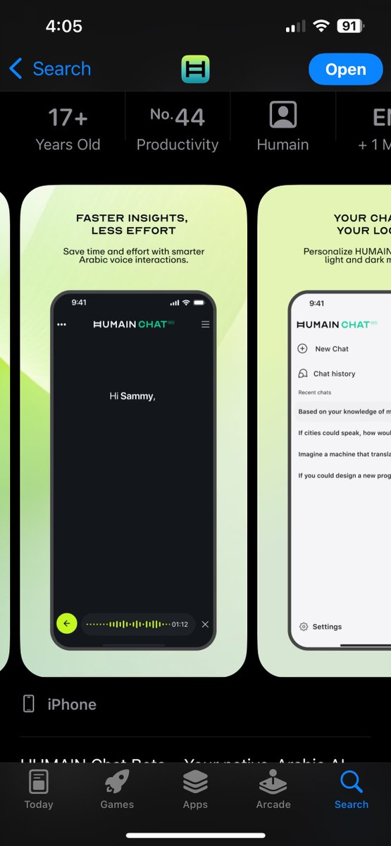 🚨 🇸🇦
تطبيق HUMAIN Chat ينطلق رسميًا من الرياض كأول تطبيق محادثة عربي،
مدعوم بنموذج “علّام 34B” لخدمة أكثر من 400 مليون متحدث بالعربية 🧠✨

التطبيق متوفر الآن 🔥

🔗 apps.apple.com/sa/app/humain-…
#HUMAINChat
