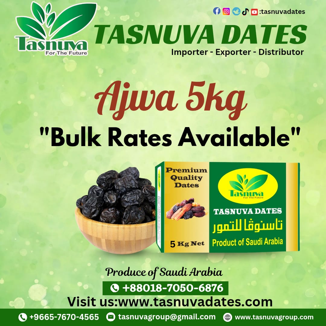 Tasnuva Global (@tasnuva_global) on Twitter photo Order now :
Whatsapp+88018-7050-6876
tasnuvadates.com
tasnuvagroup@gmail.com
#AjwaDates #TasnuvaDates #MadinahDelight #PremiumQuality #HealthyChoice #TraditionInEveryBite Order now :
Whatsapp+88018-7050-6876
tasnuvadates.com
tasnuvagroup@gmail.com
#AjwaDates #TasnuvaDates #MadinahDelight #PremiumQuality #HealthyChoice #TraditionInEveryBite