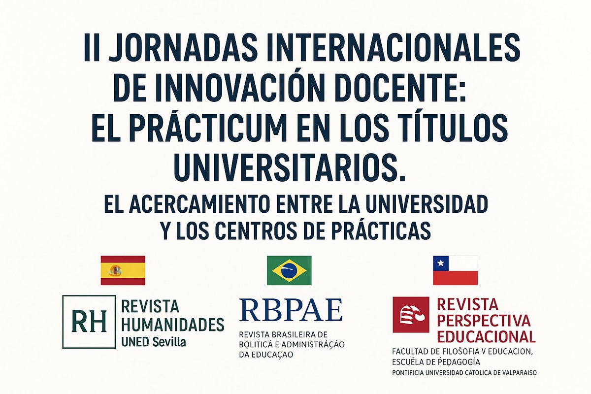 💡 Del aula universitaria al centro de prácticas: tu experiencia también cuenta.
Se ofrece la oportunidad de publicar en revistas de impacto en 🇪🇸España, 🇧🇷Brasil y 🇨🇱Chile.
📌 Inscripciones abiertas para comunicaciones y relatos de experiencias.
#Practicum_UniversidadyEmpresa
