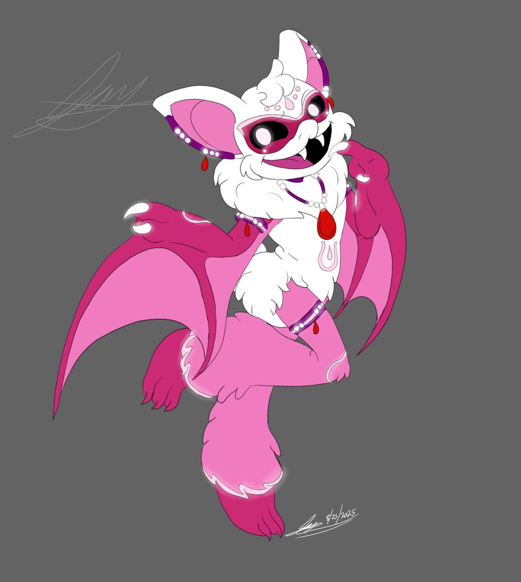All finished with Rabie Baby. She wasn't too difficult due to her mostly being three tones of color, and I went with a somewhat simple design with pearls here and there. #nightmarecritters #au #rabiebaby