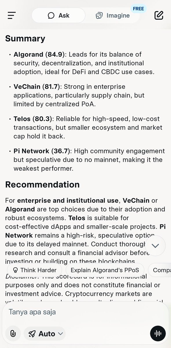 TLOS_7USD's tweet image. $TLOS vs algorand vs ve chain vs pi network
