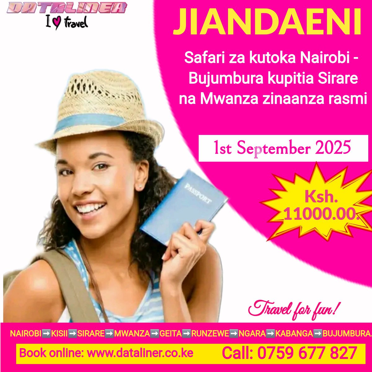 NAIROBI ➡️ BUJUMBURA via Mwanza starting 01/09/2025.