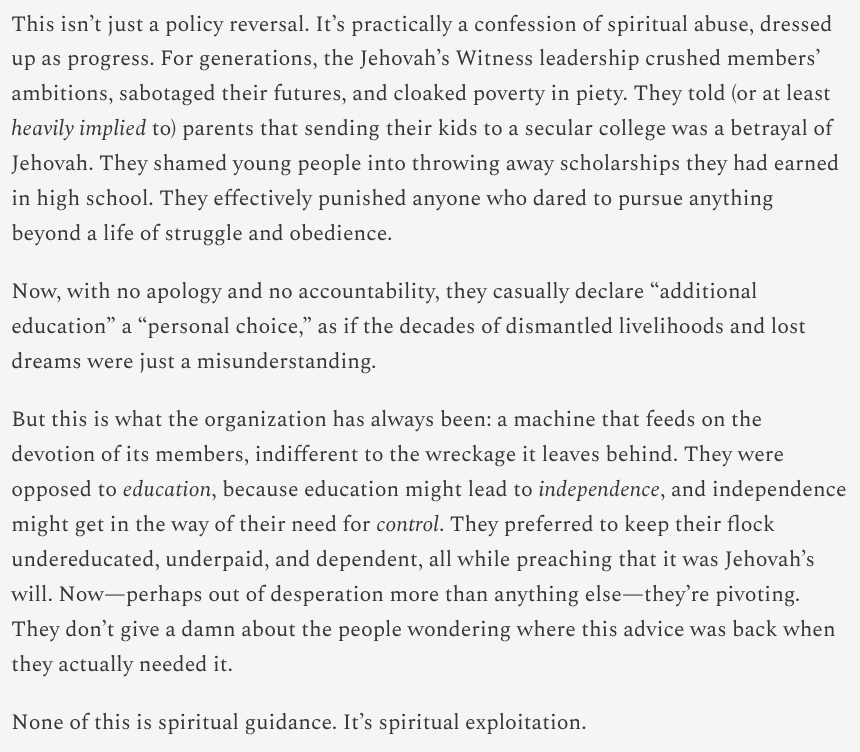 "This isn’t just a policy reversal. It’s practically a confession of spiritual abuse, dressed up as progress."