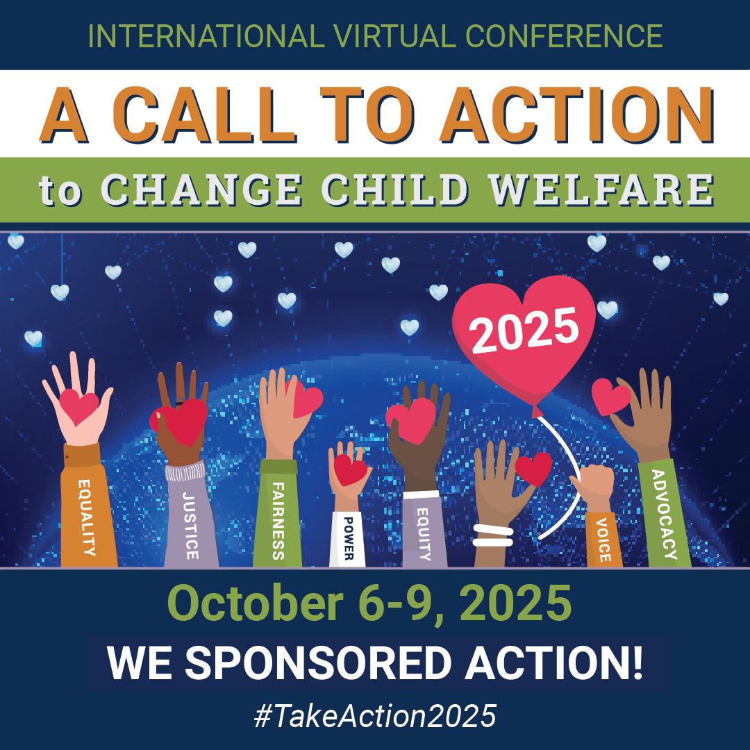 We're excited to sponsor the 2025 Call to Action Int'l Virtual Conference &amp; offering scholarships for lived experience individuals to attend for free. This is your chance to connect, share your story, &amp; drive change in child welfare. DM us to receive a special code to register.