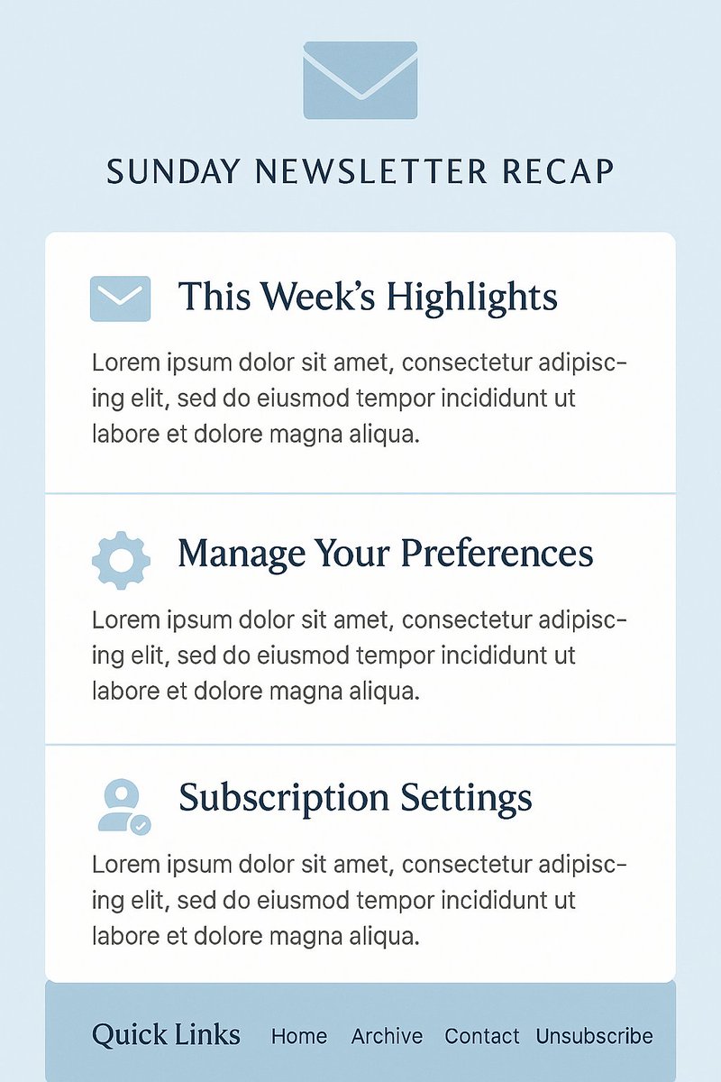 NotionRaphaxelo's tweet image. 📅 LA NEWSLETTER DU DIMANCHE : INCHANGÉE !

Elle reste le récap de TOUT ! 📝

💡 TIP PRO : Gérez vos abonnements si vous recevez trop de mails !
Votre boîte mail vous remerciera ! 📧

Qualité &amp;gt; Quantité, même dans la réception !

#NewsletterTips