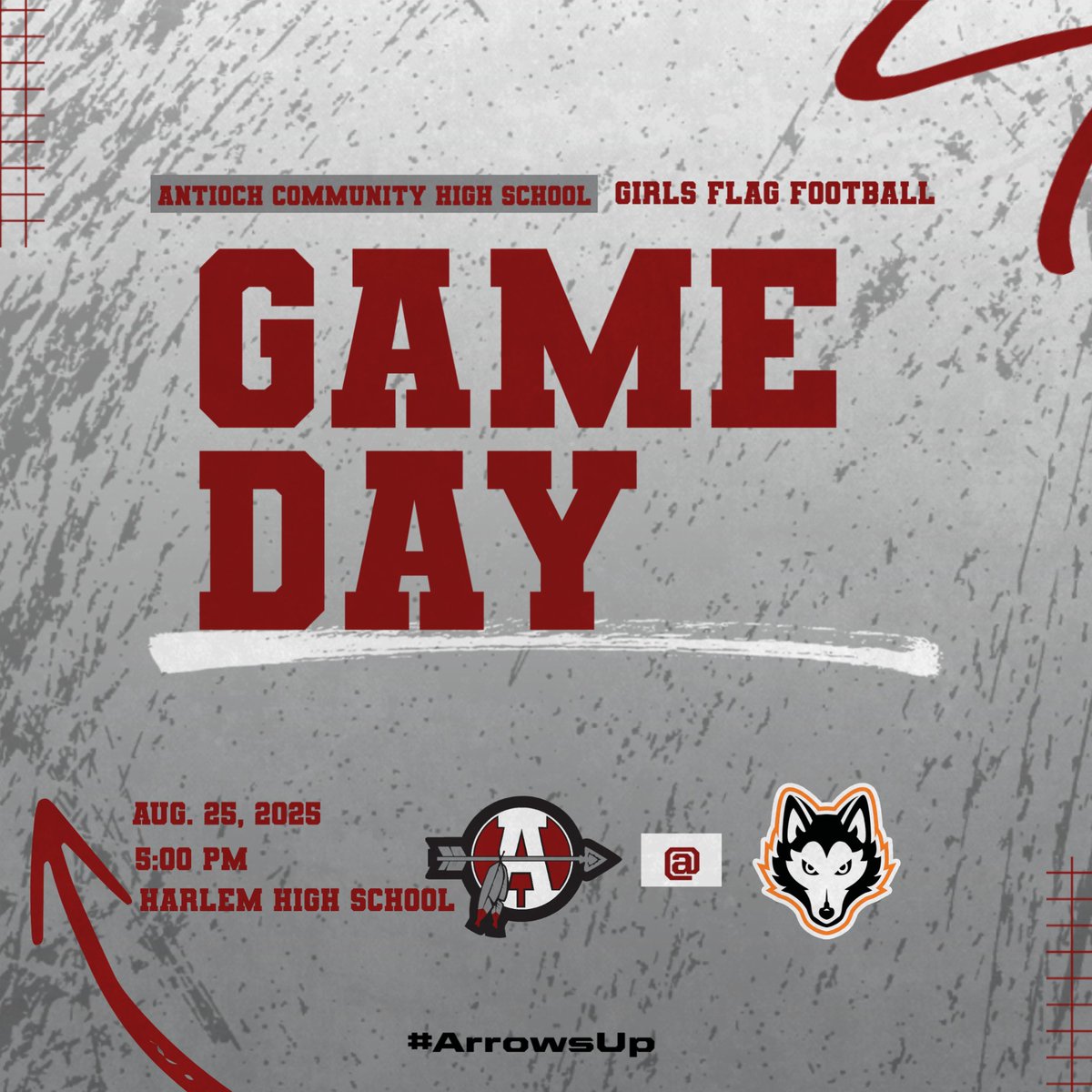 🏈✨ SEASON OPENER ✨🏈

Sequoits vs. Huskies

📍 Harlem High School
🕔 Varsity– 5:00 PM
🕕 JV – 6:00 PM

#ArrowsUp