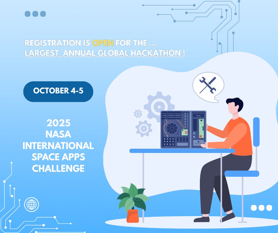 Join this incredible opportunity to work real NASA data and like-minded individuals all over the world! All ages, backgrounds, and skill levels are encouraged to register.

spaceappschallenge.org