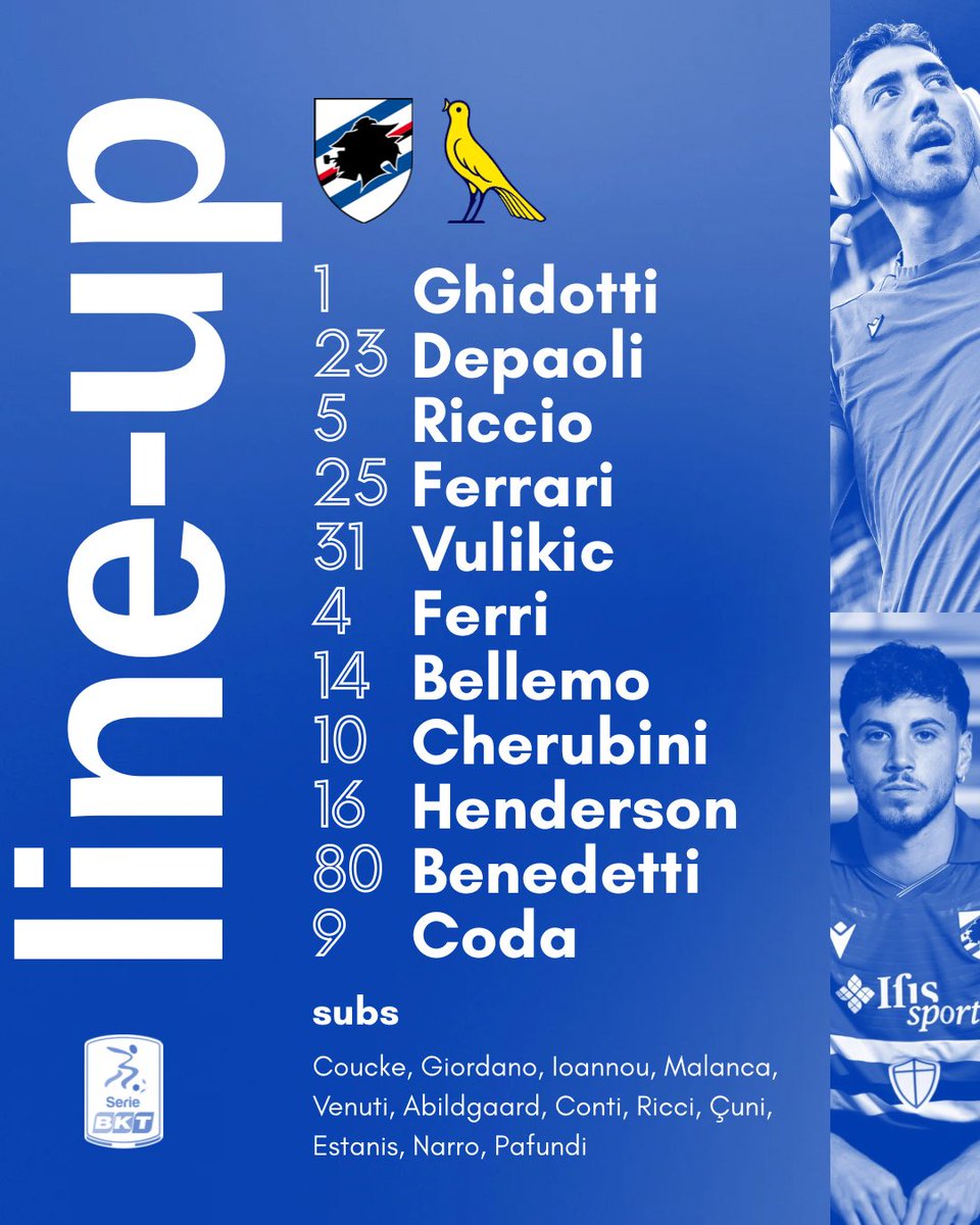 blucerchiatiart's tweet image. 🚨𝐒𝐀𝐌𝐏𝐃𝐎𝐑𝐈𝐀 𝐎𝐅𝐅𝐈𝐂𝐈𝐀𝐋 𝐋𝐈𝐍𝐄 𝐔𝐏

🏷️ #UCSampdoria #Blucerchiatiart #SampdoriaModena #SerieBKT #LineUp #ForzaDoria