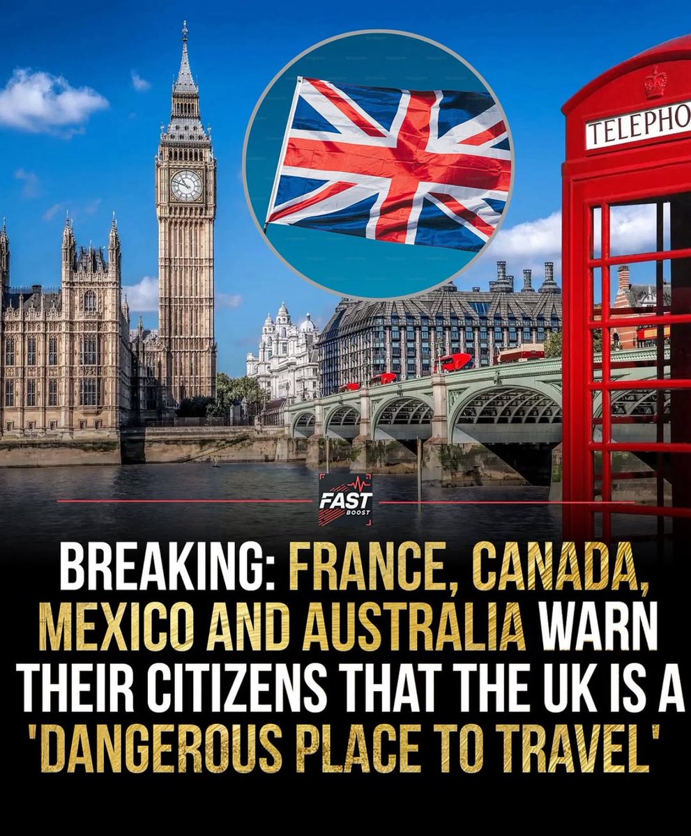 💥U.K. is doomed 

France Australia Mexico and Canada 
Issue travel warning to their citizens as crimes sky rocket in the U.K. 

Things rolling as predicted by <a href="/ankitatIIMA/">Dr. Shah</a> ji 🙏🏻