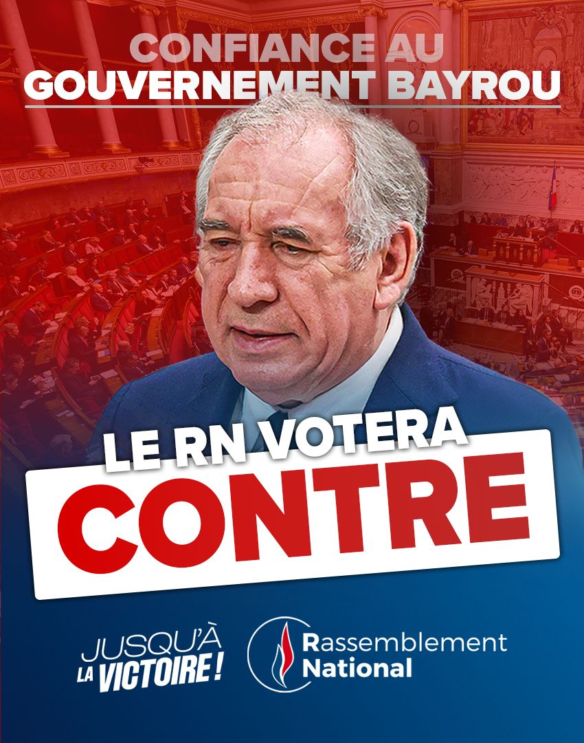 🔴 En votant contre la confiance au gouvernement, les députés du <a href="/groupeRN_off/">Groupe Rassemblement National</a> porteront la voix des millions de Français qui rejettent massivement les mesures injustes proposées par un système à bout de souffle.

Notre pays a besoin d'une véritable alternance pour se relever :