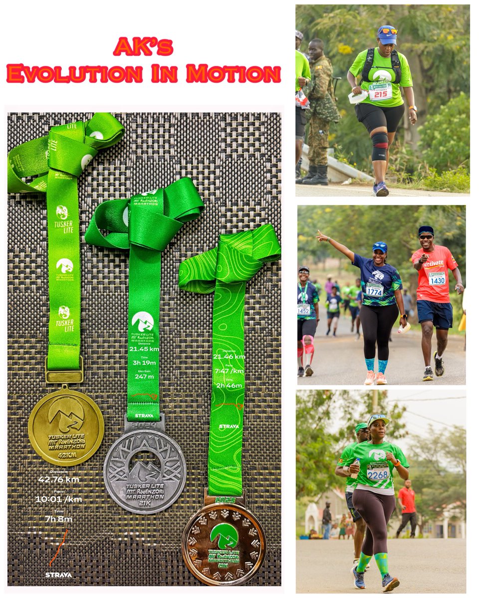 3 years 3 Medals 1 Journey: A journey of Struggle to Strength!

2023: 42kms filled with self-doubt but gusto to move 
2024: Was meant to be 42kms but walked 21kms with a malaria-laden body
2025: Joy Run 🥰

To me, <a href="/RwenzoriMarathn/">Tusker Lite Rwenzori Marathon</a> isn’t just a race, it’s my evolution in motion!