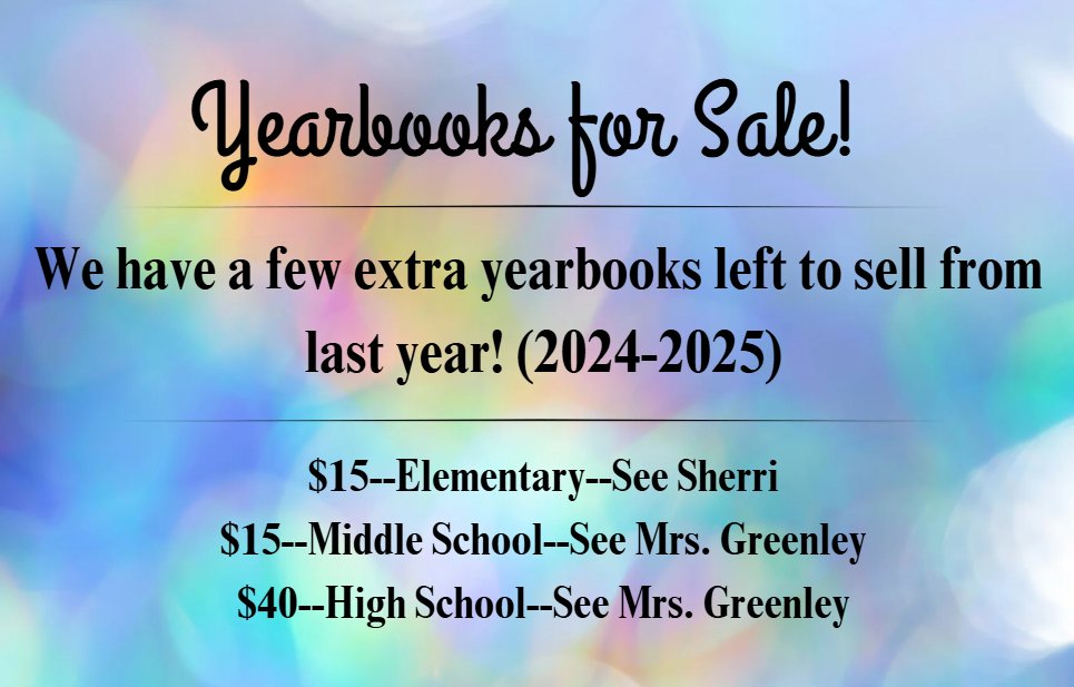 We have a few extra yearbooks from last year to sell!