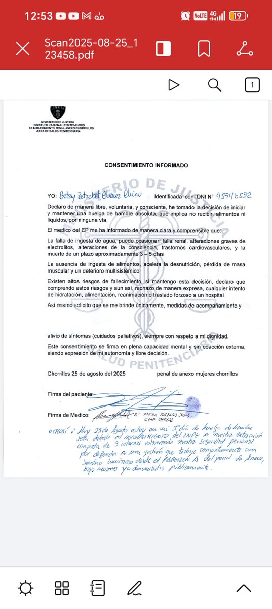Betssy Chávez lleva 3 días en huelga de hambre seca, en la que exige que la cambien de penal y que dejen de violentarla sistemáticamente. El médico le ha dicho que puede fallecer. ¿El régimen quiere matar a Betssy? Todo lo que pase es responsabilidad absoluta de Boluarte ¡Basta!
