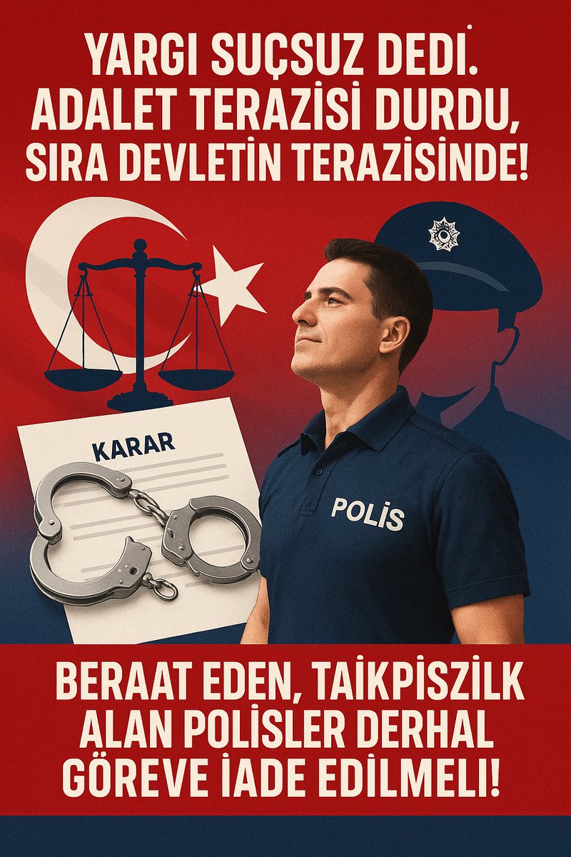 "Kimimize Savcılık takipsizlik, kimimize mahkeme Beraat verdi, suçsuzuz!
Peki neden hâlâ görevde değiliz?"
#KHKlarGidecekBizKalacağız