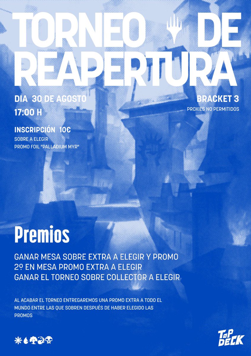TCGTopDeck's tweet photo. ‼️TORNEO DE MAGIC ESPECIAL REAPERTURA ‼️

Para quienes os gusta Magic os traemos un torneo de Magic Commander para completar el fin de semana https://t.co/VzdnHBQnPX
